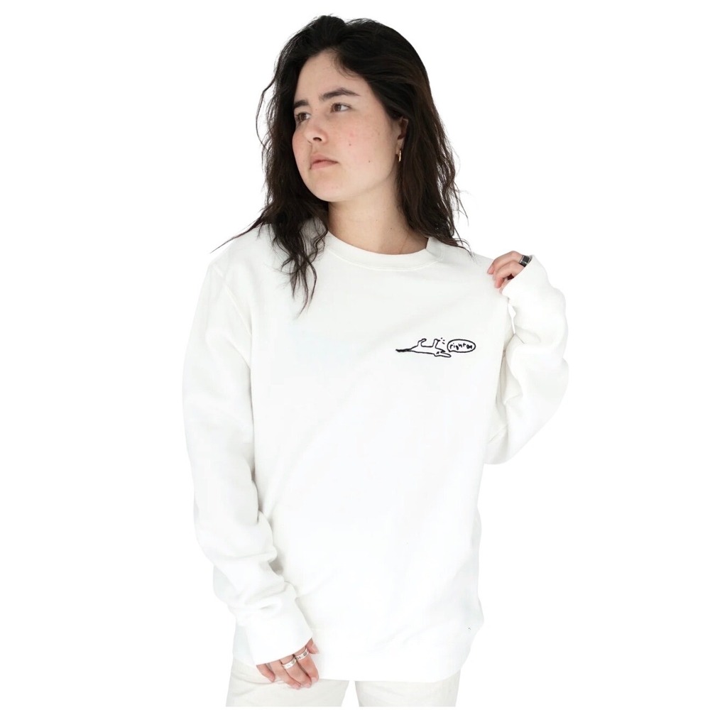 Vardagen VDGN right‎ on white pullover crew neck sweater